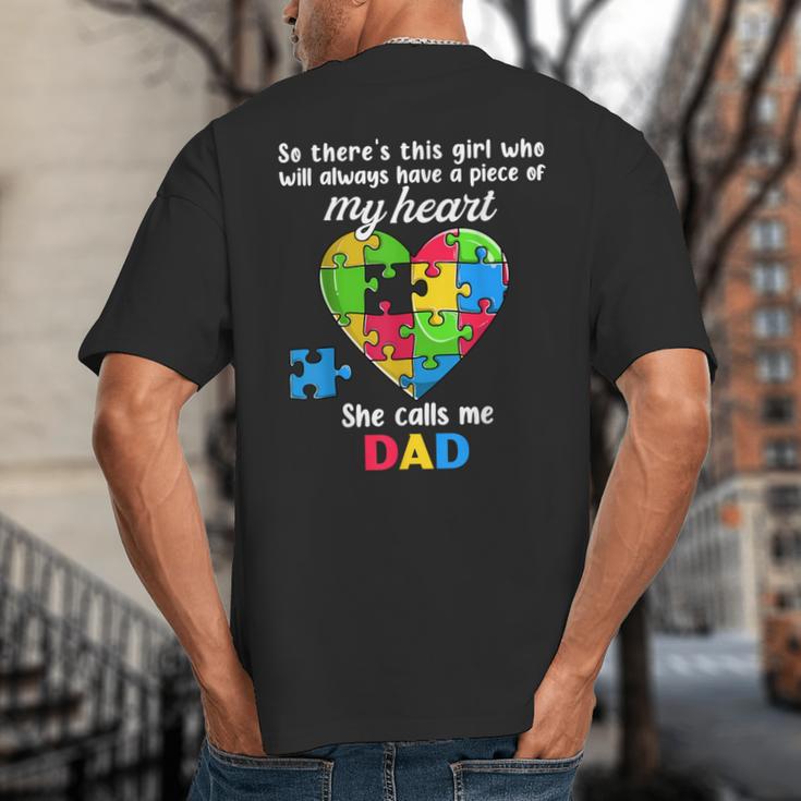 Autism Dad Of Autism Daughter Daddy Shirts Autistic Support Big And Tall Men's T-Shirt Back Print