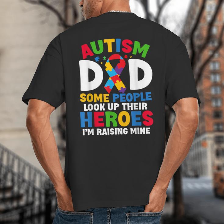 Autism Dad Puzzle Ribbon Proud Son Hero Autism Awareness Big And Tall Men's T-Shirt Back Print