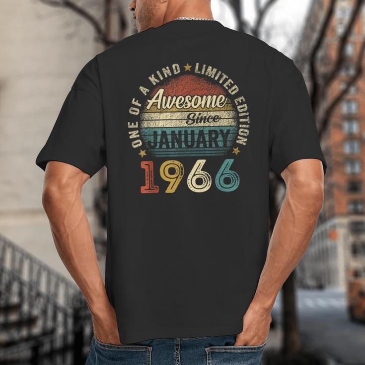 Awesome Since January 1966 60 Year Old 60th Birthday Men Dad Big And Tall Men's T-Shirt Back Print