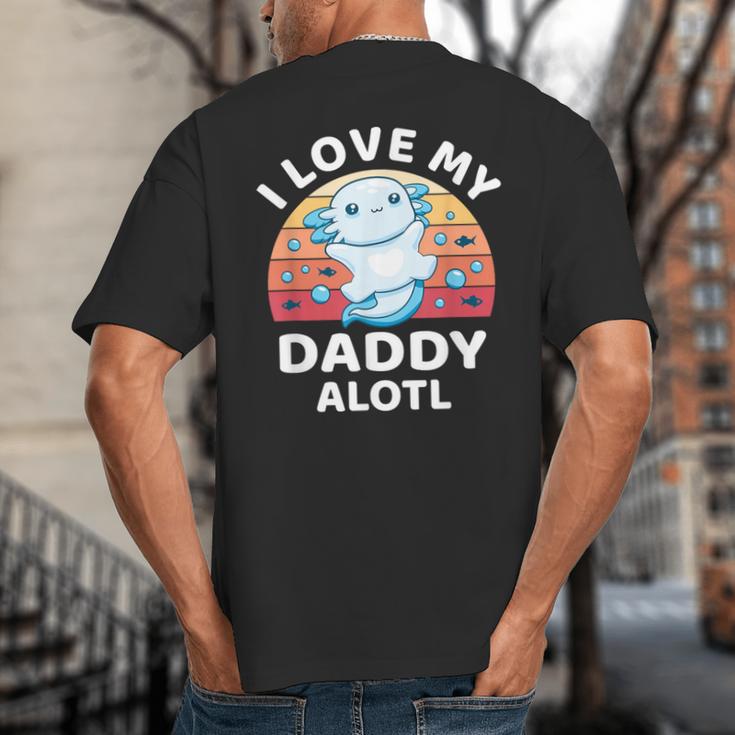 Axolotl Kids Teens Retro Sunset I Love My Daddy Big And Tall Men's T-Shirt Back Print