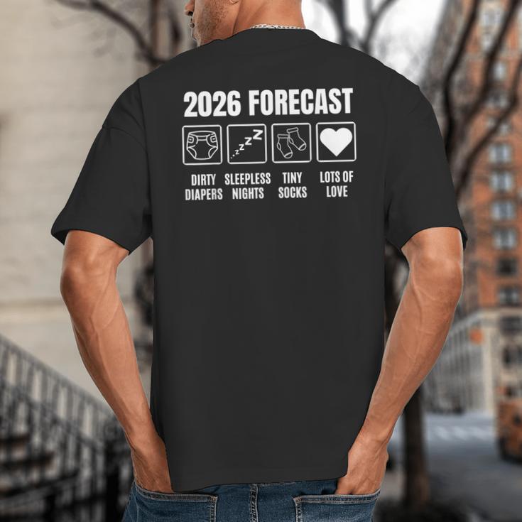 Baby Coming Soon 2026 Forecast Baby Shower New Dad Mom Big And Tall Men's T-Shirt Back Print
