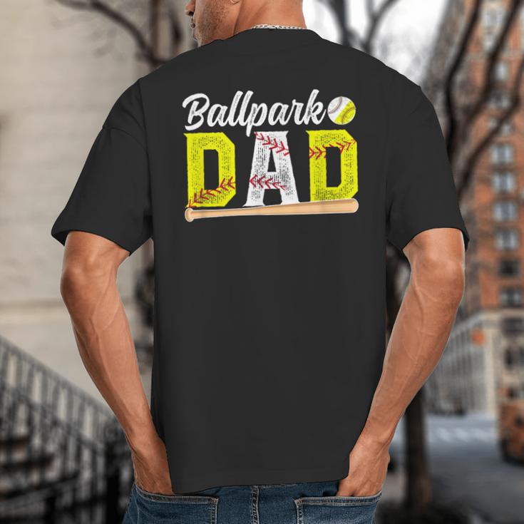Ballpark Dad Baseball Softball Dad Of Ballers Big And Tall Men's T-Shirt Back Print