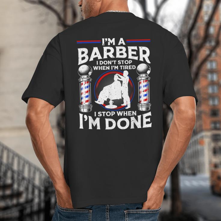 Barber s For Men Dad Hairstyling Humor Quote Small Big And Tall Men's T-Shirt Back Print