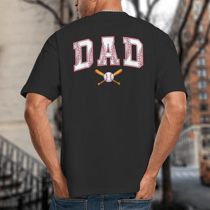 Baseball Dad Shirt Baseball Player Game Day Father's Day Big And Tall Men's T-Shirt Back Print