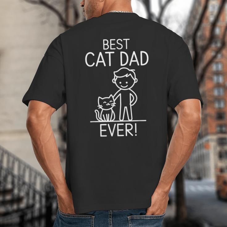 Best Cat Dad Ever Fun Line Art Illustration Big And Tall Men's T-Shirt Back Print Best Cat Dad Ever Fun Line Art Illustration Big And Tall Men's T-Shirt Back Print