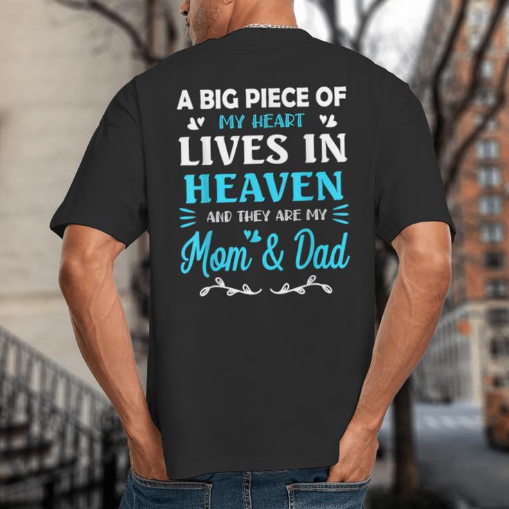 A Big Piece Of My Heart Lives In Heaven My Mom And Dad Big And Tall Men's T-Shirt Back Print A Big Piece Of My Heart Lives In Heaven My Mom And Dad Big And Tall Men's T-Shirt Back Print