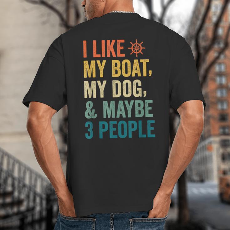 I Like My Boat Dog And Maybe 3 People Retro Sailor Dad Big And Tall Men's T-Shirt Back Print