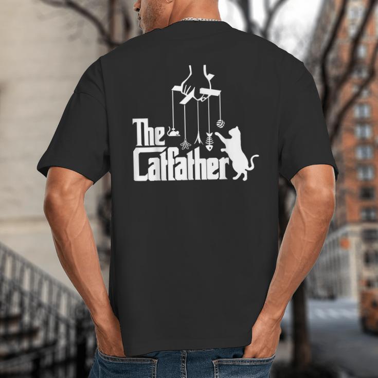 Cat Dad Life The Catfather Fathers Day Vintage Big And Tall Men's T-Shirt Back Print