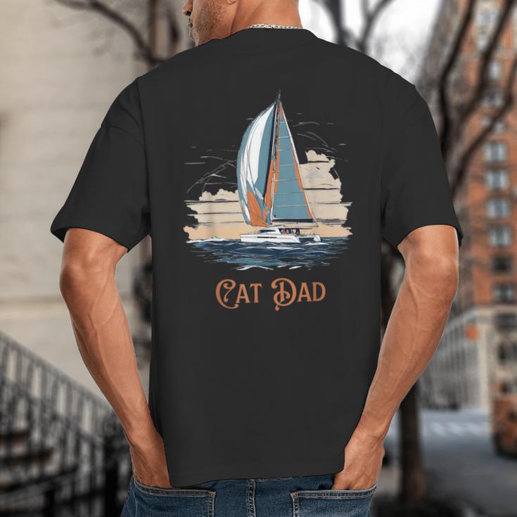 Cat Dad Vintage Catamaran Sailing Big And Tall Men's T-Shirt Back Print