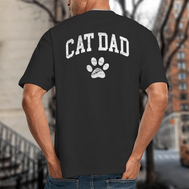 Cat Dad Vintage Distressed Cat Paw Big And Tall Men's T-Shirt Back Print