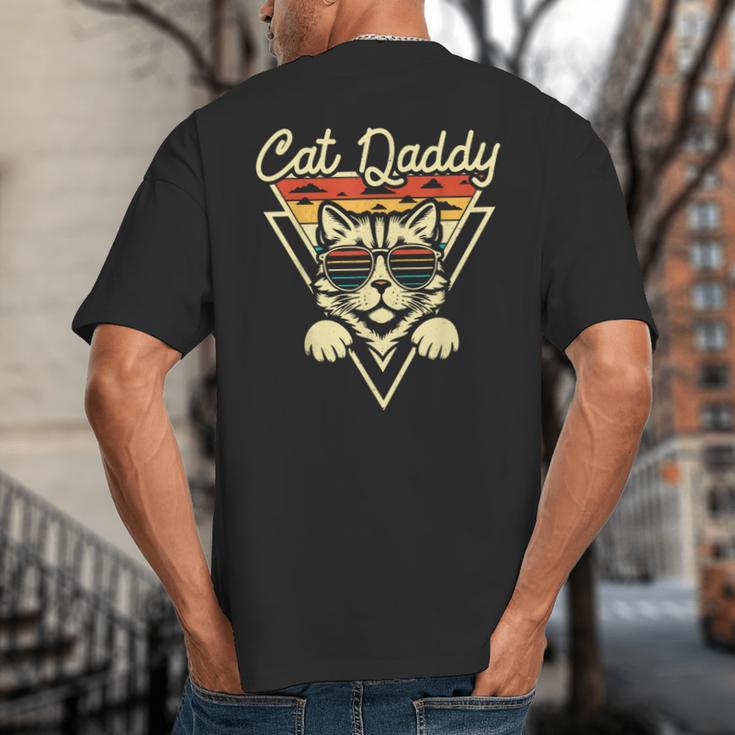 Cat Daddy Retro Sunglasses Cat Fur Dad Papa Vintage Cat Dad Big And Tall Men's T-Shirt Back Print