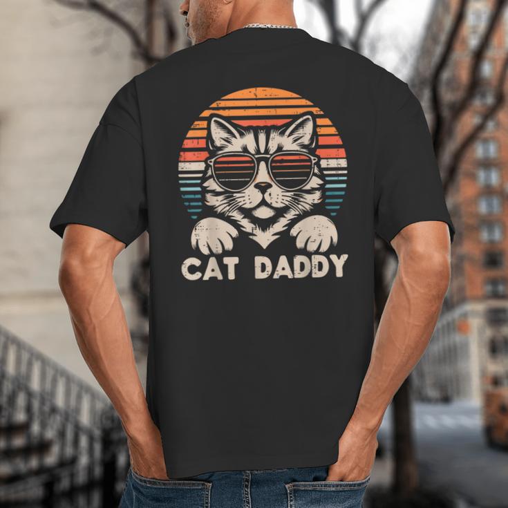 Cat Daddy Sunglasses Sunset Retro Fur Dad Papa Kitten Men Big And Tall Men's T-Shirt Back Print