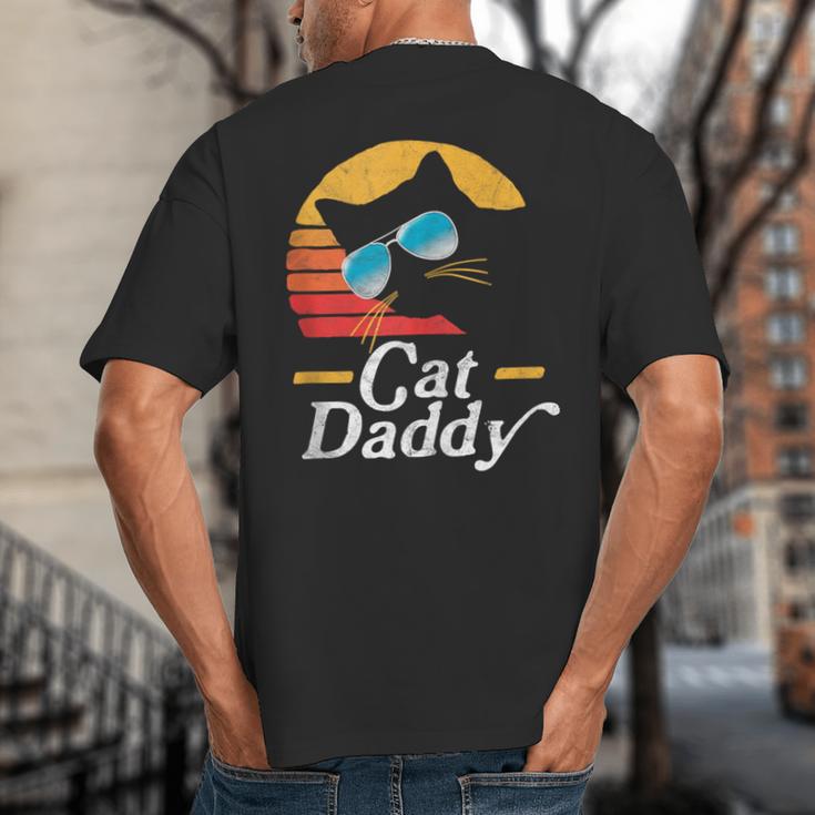 Cat Daddy Vintage 80s Style Cat Retro Sunglasses Distressed Big And Tall Men's T-Shirt Back Print Cat Daddy Vintage 80s Style Cat Retro Sunglasses Distressed Big And Tall Men's T-Shirt Back Print