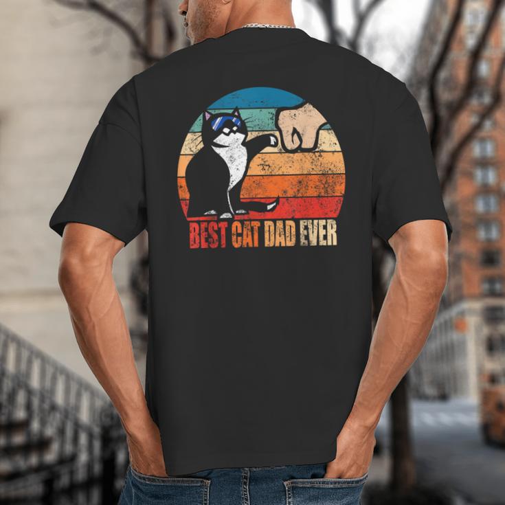 Cat Loving Daddy Fathers Day Mens None Best Cat Dad Ever Paw Fist Bump Fathers Day TeeShirt Small US Big And Tall Men's T-Shirt Back Print