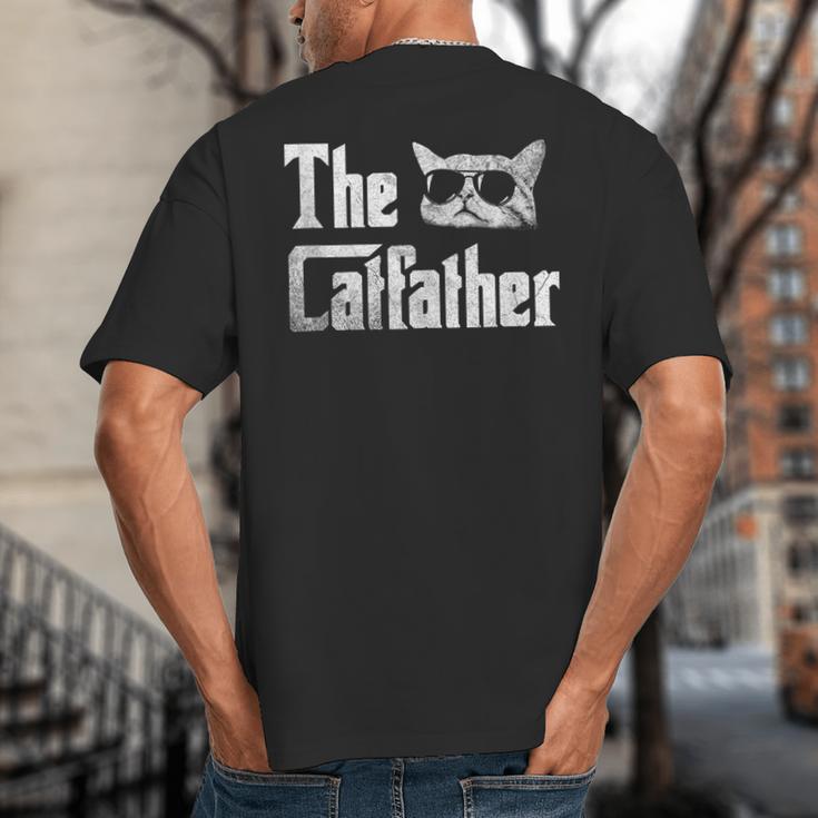 The Catfather Cool Cat Daddy Glasses Big And Tall Men's T-Shirt Back Print