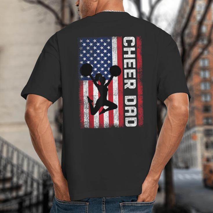 Cheer Dad American Flag Cheerleader Support Big And Tall Men's T-Shirt Back Print