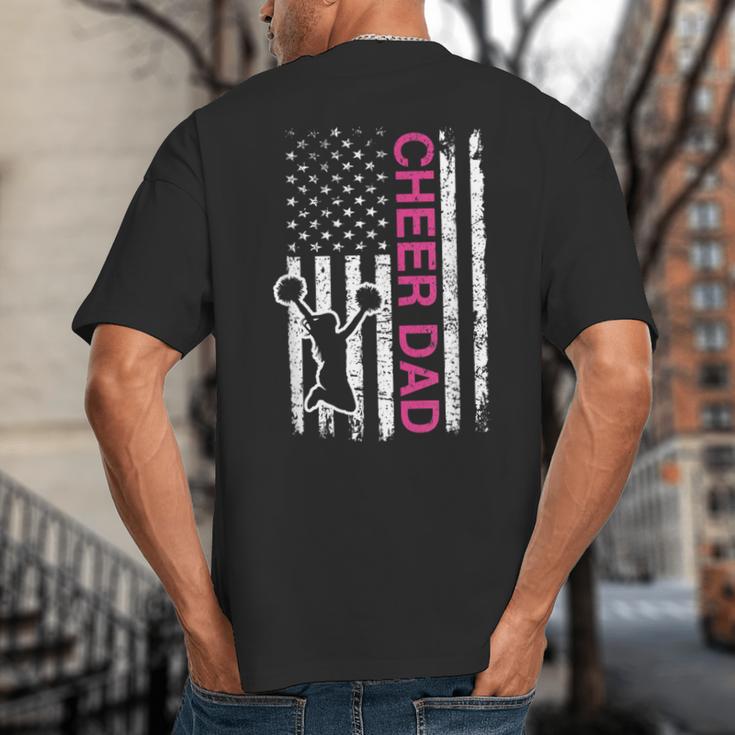 Cheer Dad Flag Pink Cheerleading Big And Tall Men's T-Shirt Back Print