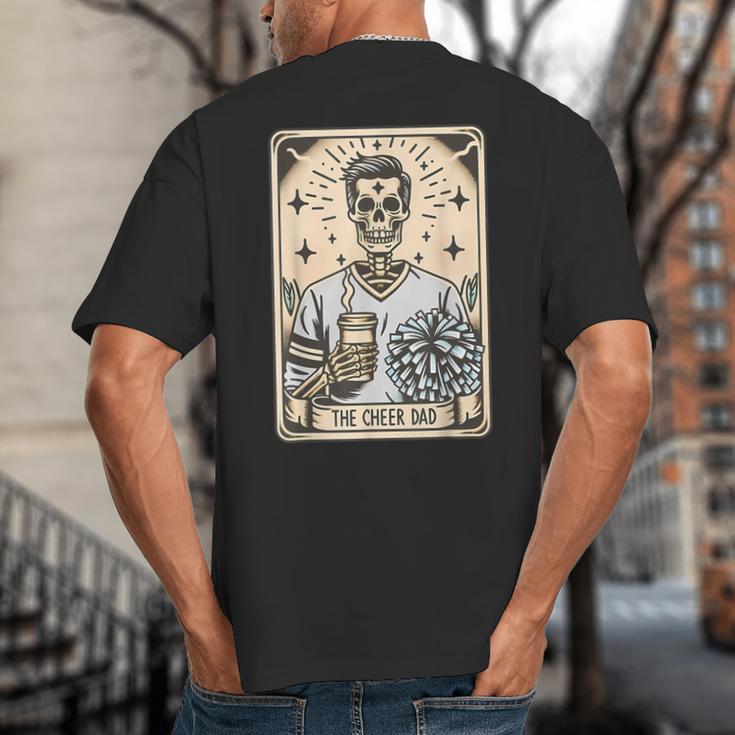 Cheer Dad Tarot Card Skeleton Cheerleading Fathers Day Big And Tall Men's T-Shirt Back Print Cheer Dad Tarot Card Skeleton Cheerleading Fathers Day Big And Tall Men's T-Shirt Back Print