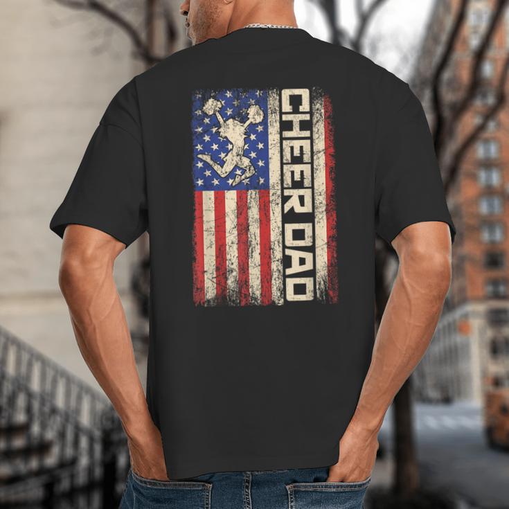 Cheerleader Dad Cheer Dad American US Flag Father Team Big And Tall Men's T-Shirt Back Print