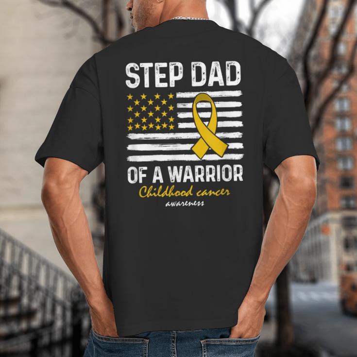 Childhood Cancer Survivor Support Step Dad Of A Warrior Big And Tall Men's T-Shirt Back Print