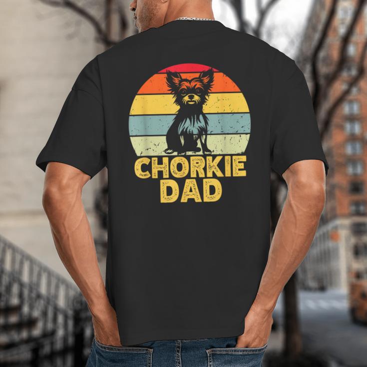 Chorkie Dad Retro Sunset Chihuahua Yorkie Mix Lover Big And Tall Men's T-Shirt Back Print