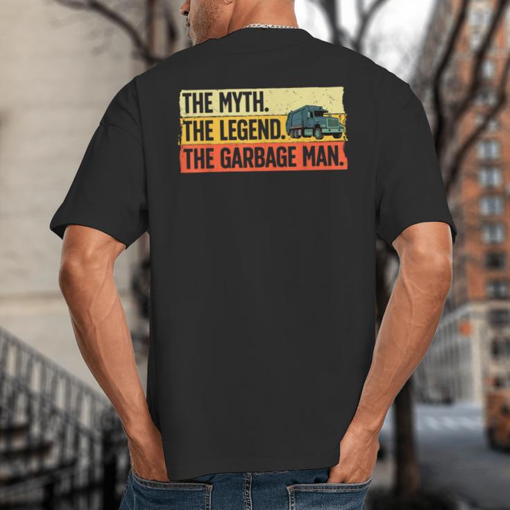 Cool Garbage Man Art For Men Dad Father Garbage Dump Truck Big And Tall Men's T-Shirt Back Print