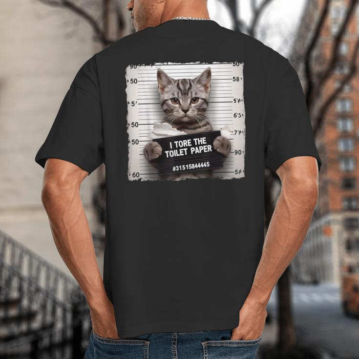 Cute Cat Mugshot Humorous Cat For Cats Lover Cat Mom Cat Dad Big And Tall Men's T-Shirt Back Print Cute Cat Mugshot Humorous Cat For Cats Lover Cat Mom Cat Dad Big And Tall Men's T-Shirt Back Print