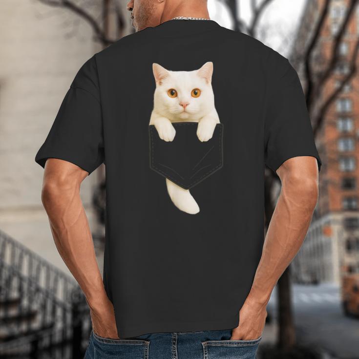 Cute Cat Pocket Cat Mom Cat Dad Cat Lover Big And Tall Men's T-Shirt Back Print