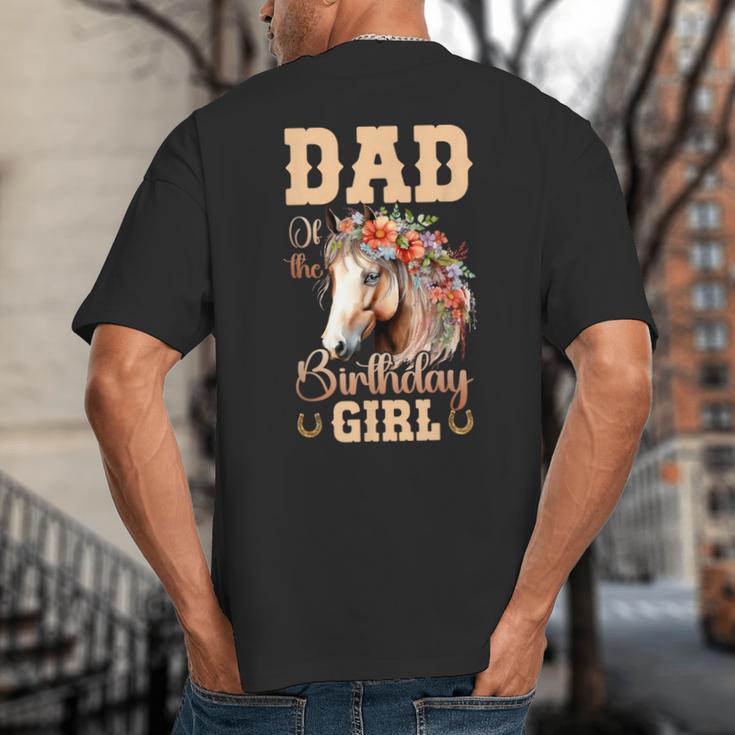 Cute Dad Of The Birthday Girl Horse Family Party Big And Tall Men's T-Shirt Back Print