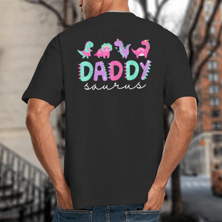 Cute Daddy Saurus Dad Dinosaur Birthday Boy Girl Family Big And Tall Men's T-Shirt Back Print