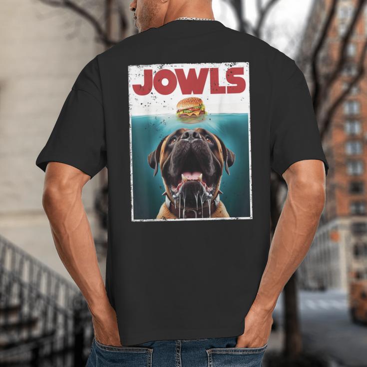 Cute English Mastiff Jowls Burger Bullmastiff Dog Mom Dad Big And Tall Men's T-Shirt Back Print