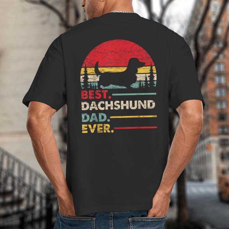 Dachshund Long Haired Best Dad Ever Dog Vintage Retro Big And Tall Men's T-Shirt Back Print