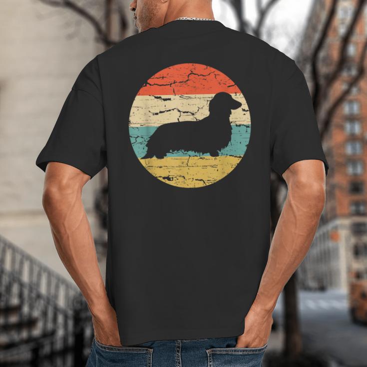 Dachshund Long Haired Dog Vintage Mom Dad Retro Big And Tall Men's T-Shirt Back Print