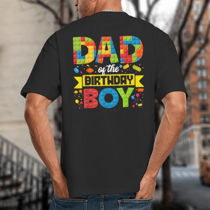 Dad Of The Birthday Boy Master Builder Kids Building Blocks Big And Tall Men's T-Shirt Back Print