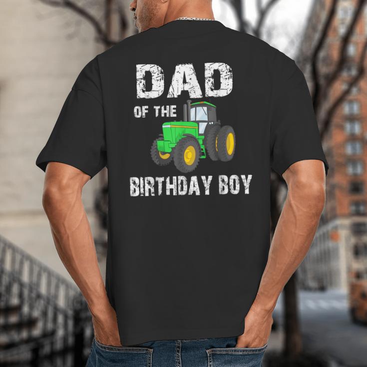 Dad Of The Birthday Boy Vintage Farm Tractor Party Family Big And Tall Men's T-Shirt Back Print
