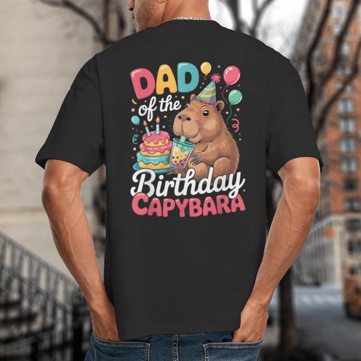 Dad Of The Birthday Capybara Boba Tea Girl Bday Party Family Big And Tall Men's T-Shirt Back Print