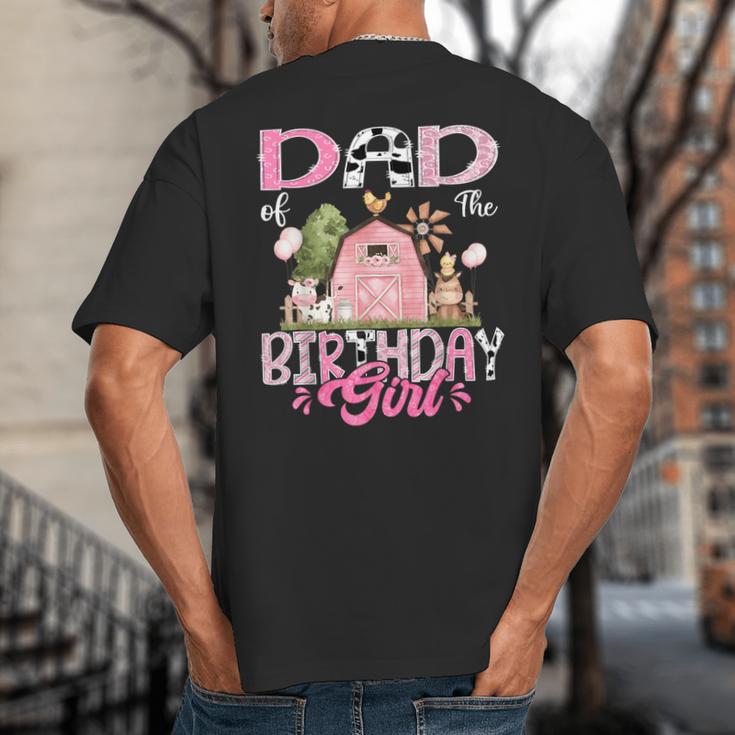 Dad Of The Birthday Girl 1St Birthday Pink Cow Farm Big And Tall Men's T-Shirt Back Print
