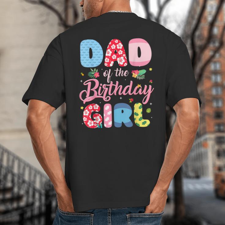 Dad Of The Birthday Girl Family Summer Beach Birthday Party Big And Tall Men's T-Shirt Back Print
