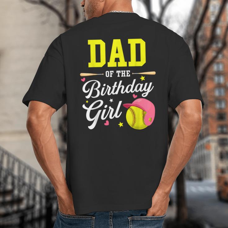 Dad Of The Birthday Girl Softball Player Theme B-Day Daddy Big And Tall Men's T-Shirt Back Print