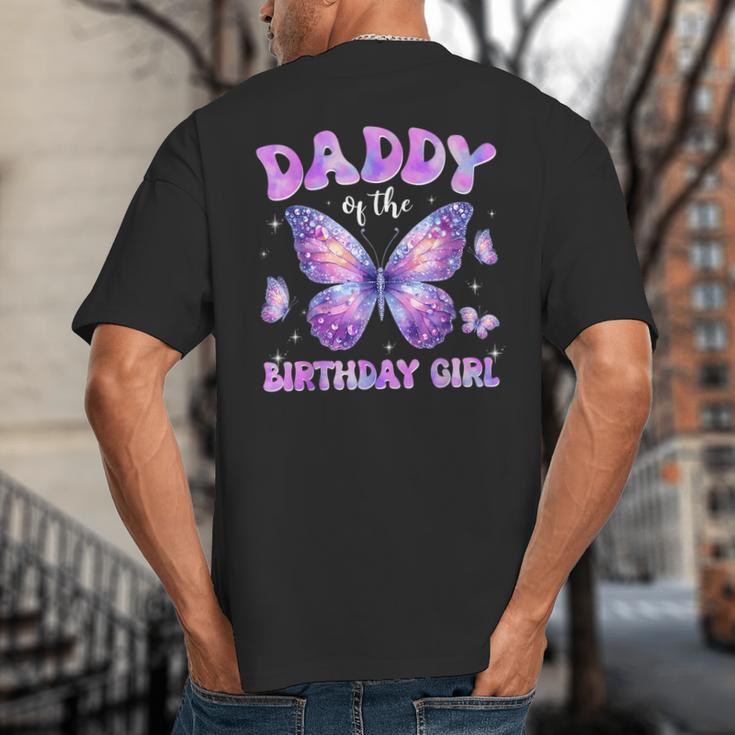 Dad Of The Birthday Girl Tie Dye Butterfly Birthday Family Big And Tall Men's T-Shirt Back Print