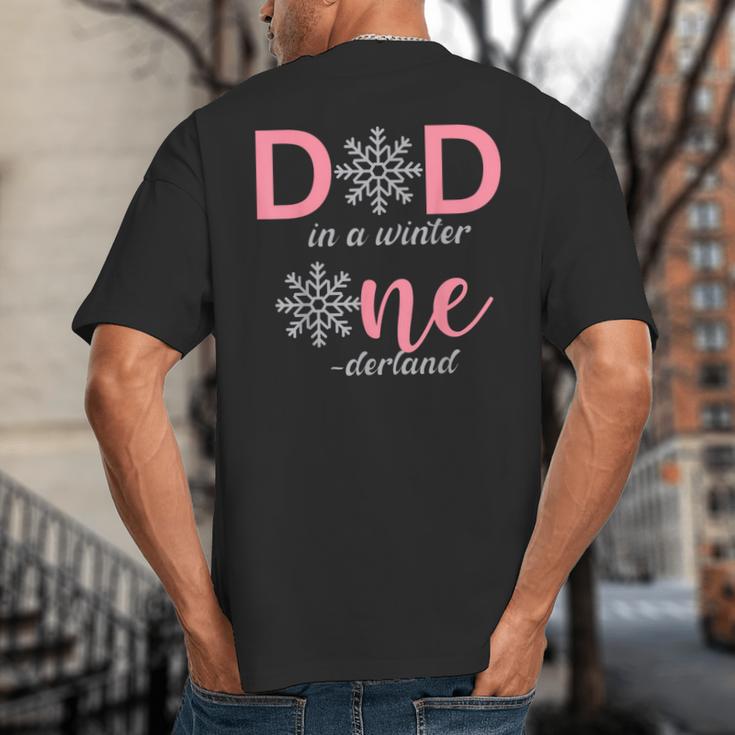 Dad Of The Birthday For Girl Winter Onederland 1st Birthday Big And Tall Men's T-Shirt Back Print