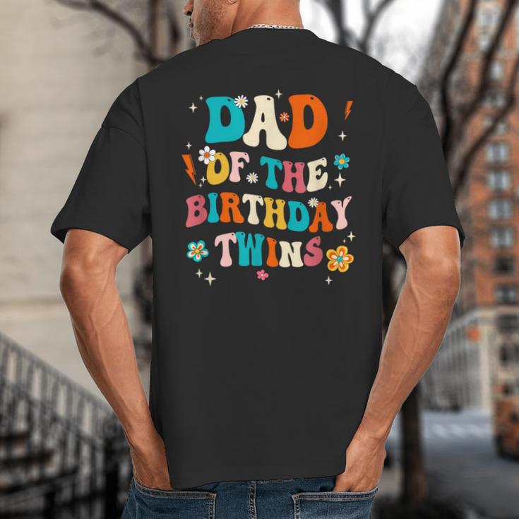 Dad Of The Birthday Twins Boys Girls Party Retro Bday Big And Tall Men's T-Shirt Back Print