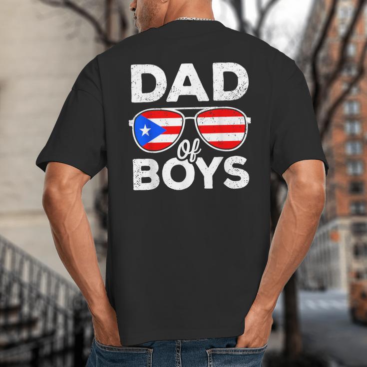Dad Of Boys Fathers Day Retro Puerto Rico Flag Boricua Dad Big And Tall Men's T-Shirt Back Print