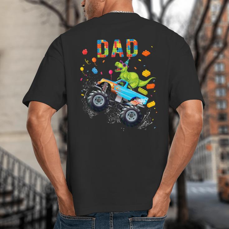 Dad Building Blocks Monster Truck Dinosaur Birthday Big And Tall Men's T-Shirt Back Print Dad Building Blocks Monster Truck Dinosaur Birthday Big And Tall Men's T-Shirt Back Print