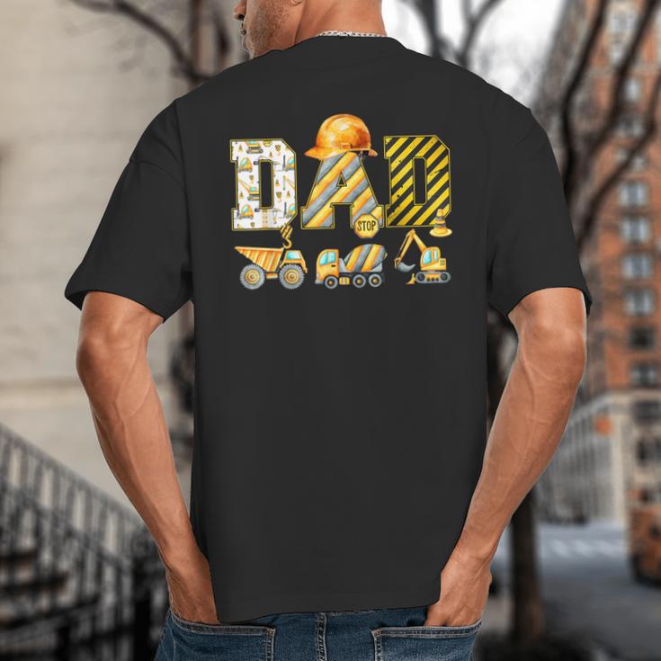 Dad Construction Excavator Kids Matching Family Party Big And Tall Men's T-Shirt Back Print