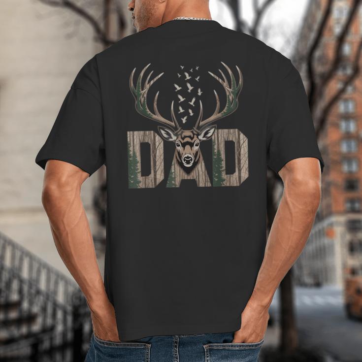Dad Deer Hunting Camo Father Hunters Buck Camouflage Nature Big And Tall Men's T-Shirt Back Print