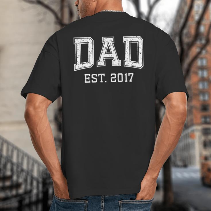 Dad Est 2017 Custom Dad Personalized Fathers Day Customized Big And Tall Men's T-Shirt Back Print