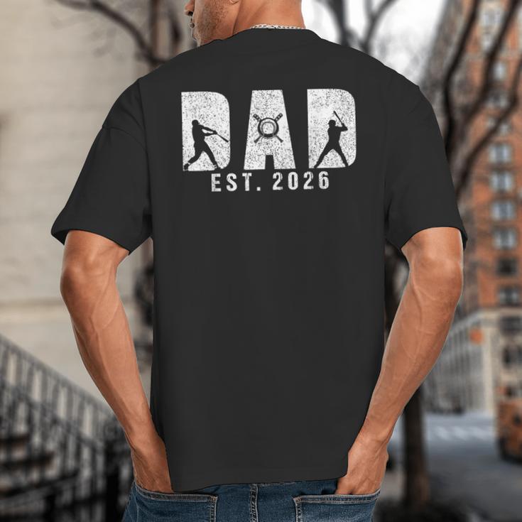 Dad Est 2026 Baseball Dad To Be New Baby Daddy Father's Day Big And Tall Men's T-Shirt Back Print