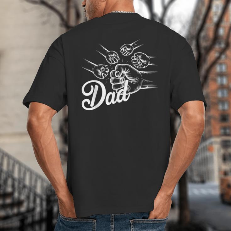 Dad Of Four Toddler Kids Fathers Day Fist Bump Family Big And Tall Men's T-Shirt Back Print
