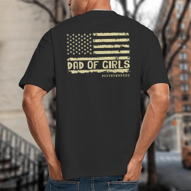 Dad Of Girls Outnumbered US Flag Father's Day Daughter Dad Big And Tall Men's T-Shirt Back Print